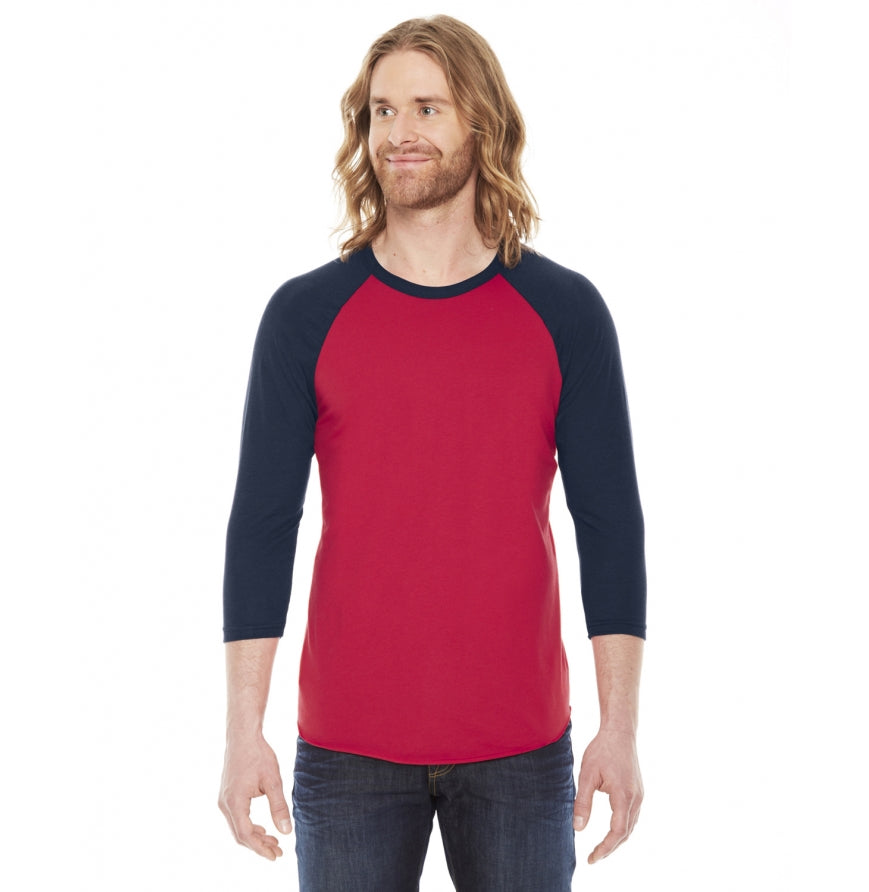American Apparel BB453W American Apparel Unisex Premium 50/50 3/4 Sleeve Raglan Tee