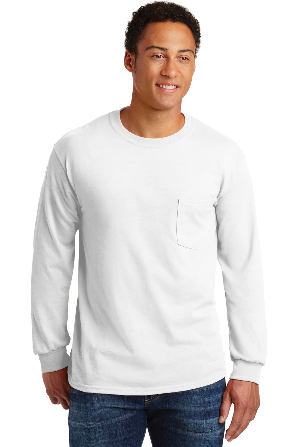 Gildan - Ultra Cotton100% US Cotton Long Sleeve T-Shirt with Pocket. 2410