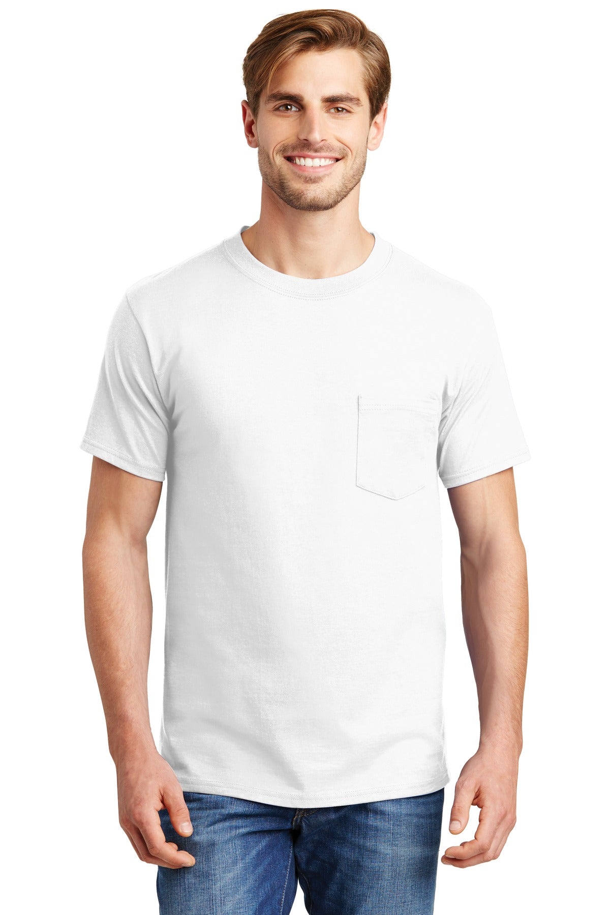 Hanes Beefy-T- 100% Cotton T-Shirt with Pocket. 5190