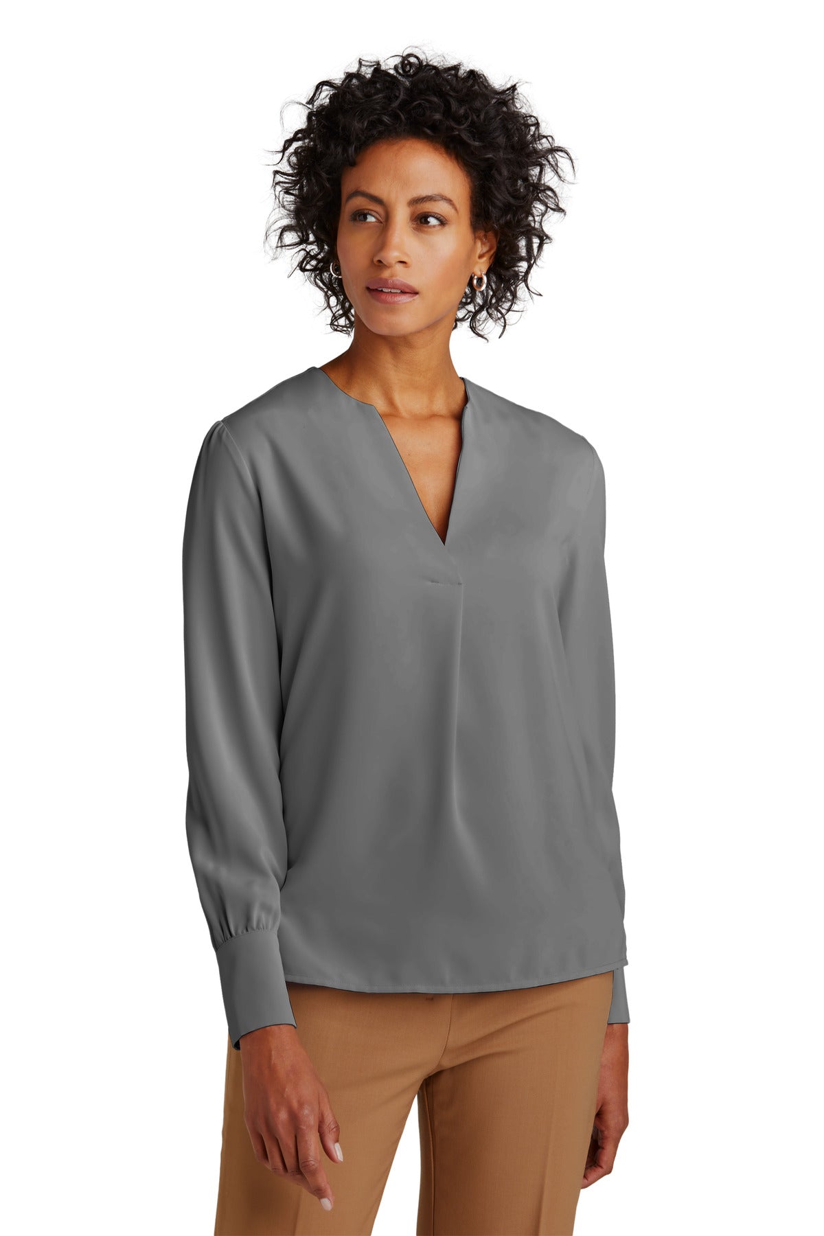 Brooks Brothers Women's open -Neck Satin Blouse BB18009