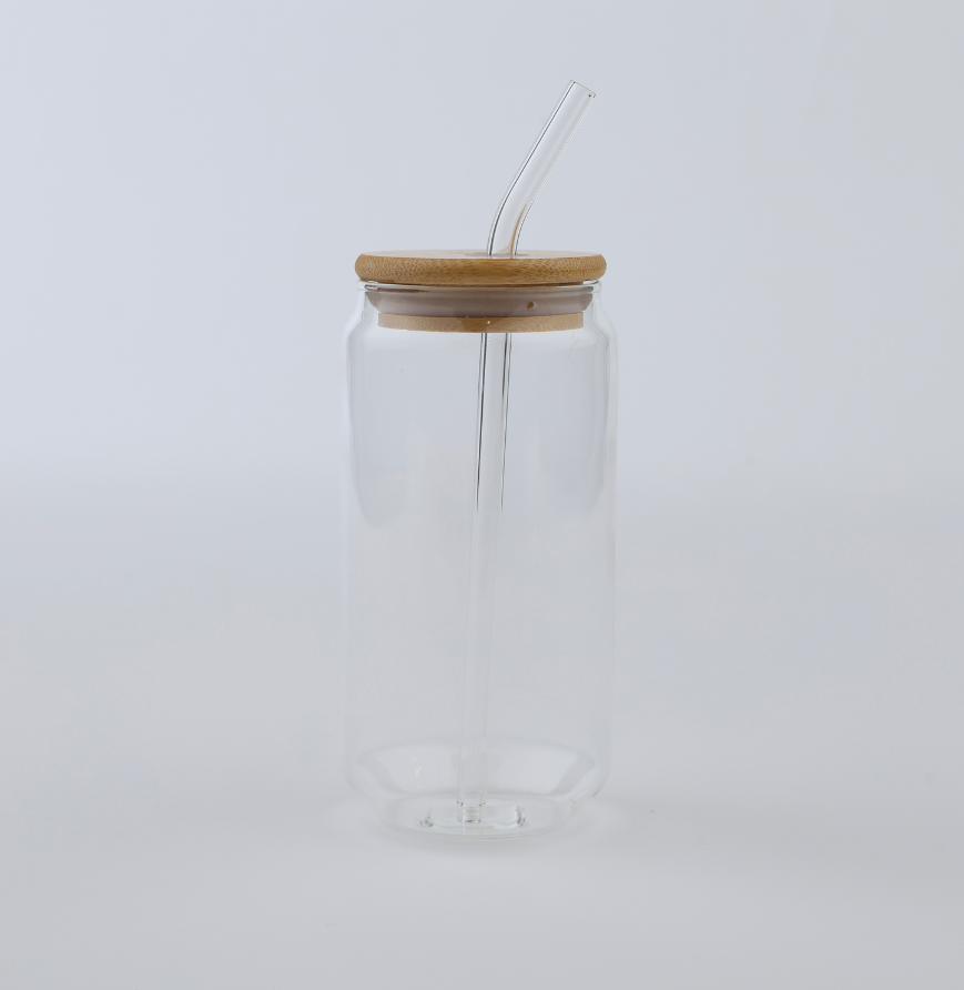 RJR GLASSCUP 16 oz. Glass Cup with Bamboo Lid and Straw