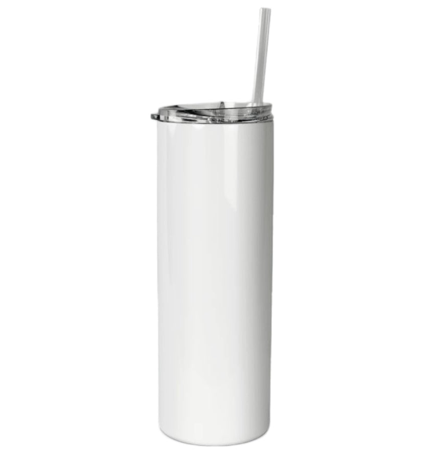None 21654 20 oz. Sublimation Skinny Stainless Steel Tumbler with Lid and Straw