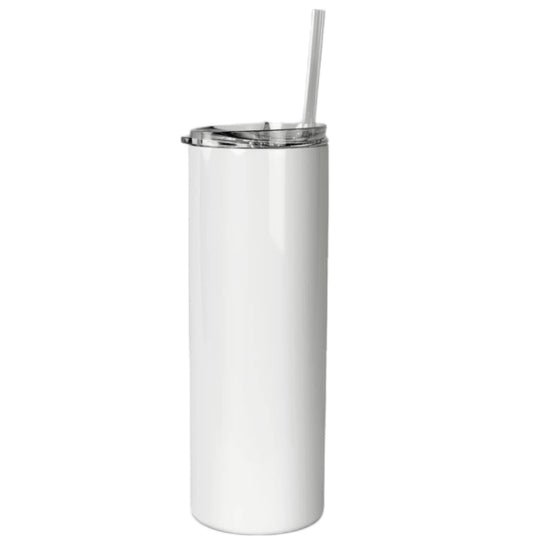 None 21654 20 oz. Sublimation Skinny Stainless Steel Tumbler with Lid and Straw
