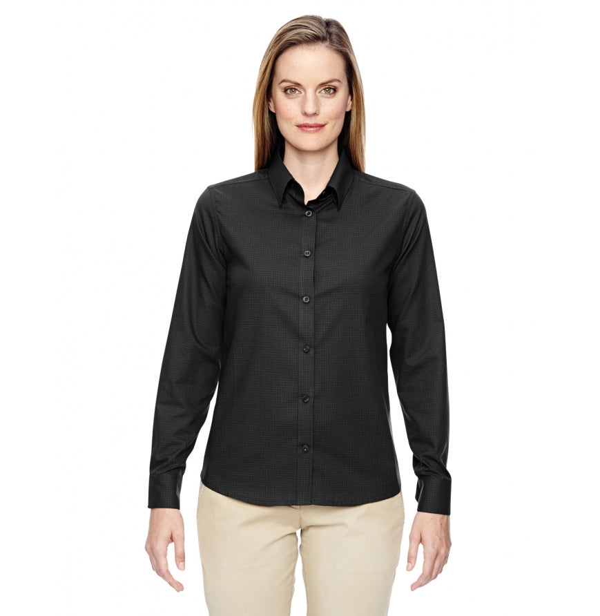 North End 77043 North End Women's Checked Twill Dress Shirt