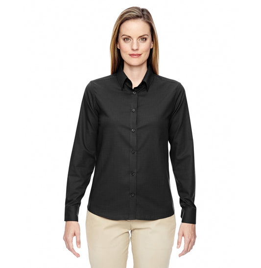 North End 77043 North End Women's Checked Twill Dress Shirt