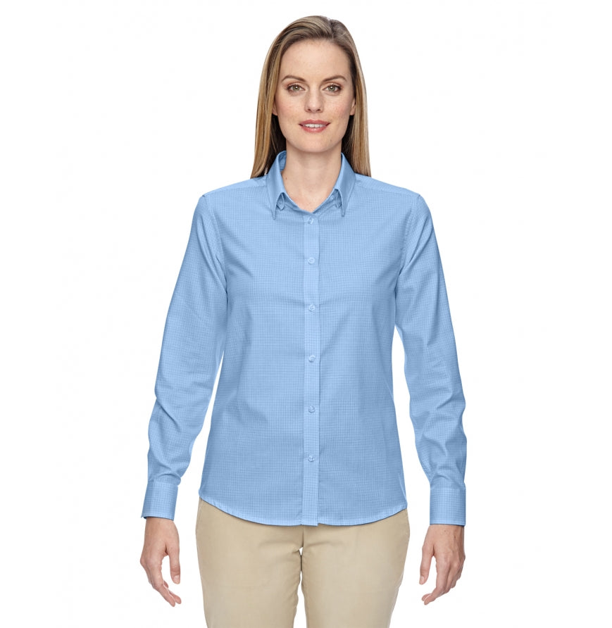 North End 77043 North End Women's Checked Twill Dress Shirt