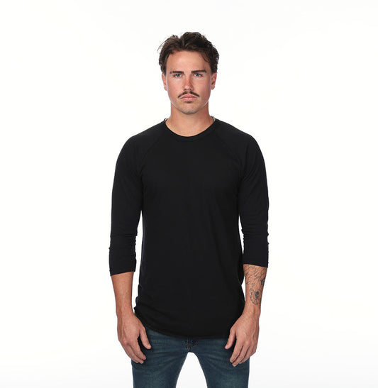 American Apparel BB453W American Apparel Unisex Premium 50/50 3/4 Sleeve Raglan Tee