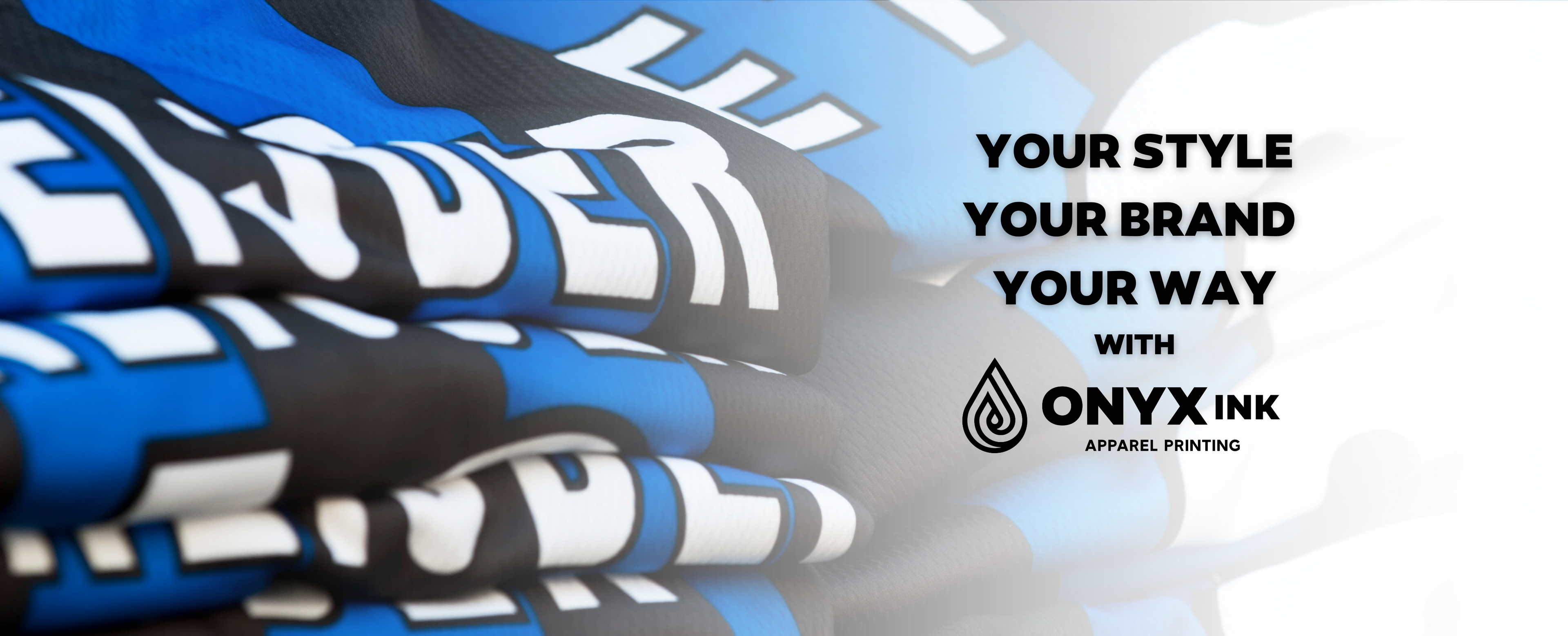 Onyx Ink logo with custom jerseys: Showcasing our brand logo alongside a variety of custom jerseys, tailored to perfection for a personalized and professional look.