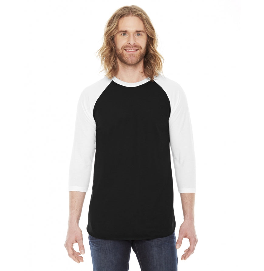American Apparel BB453W American Apparel Unisex Premium 50/50 3/4 Sleeve Raglan Tee