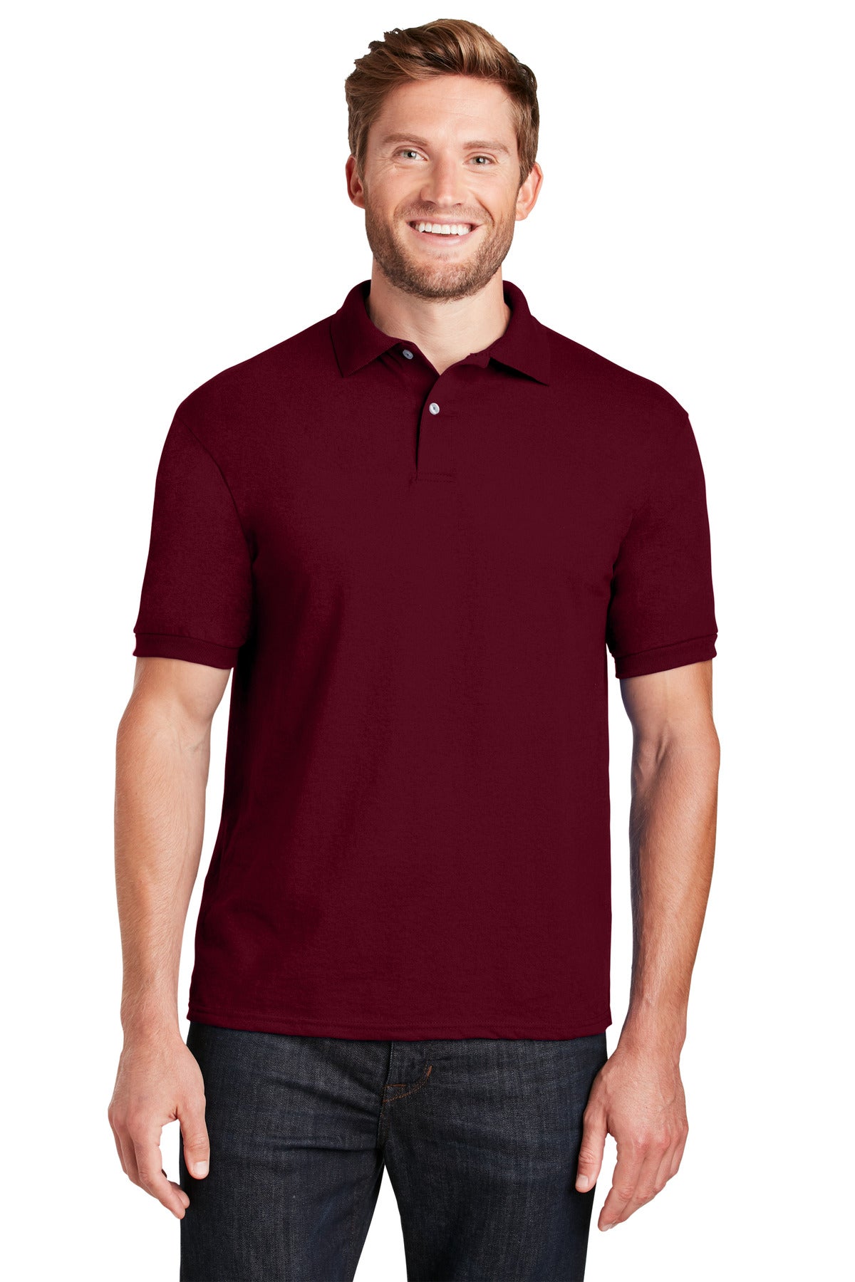 Hanes EcoSmart- 5.2-ounce Jersey Knit Sport Shirt. 054X