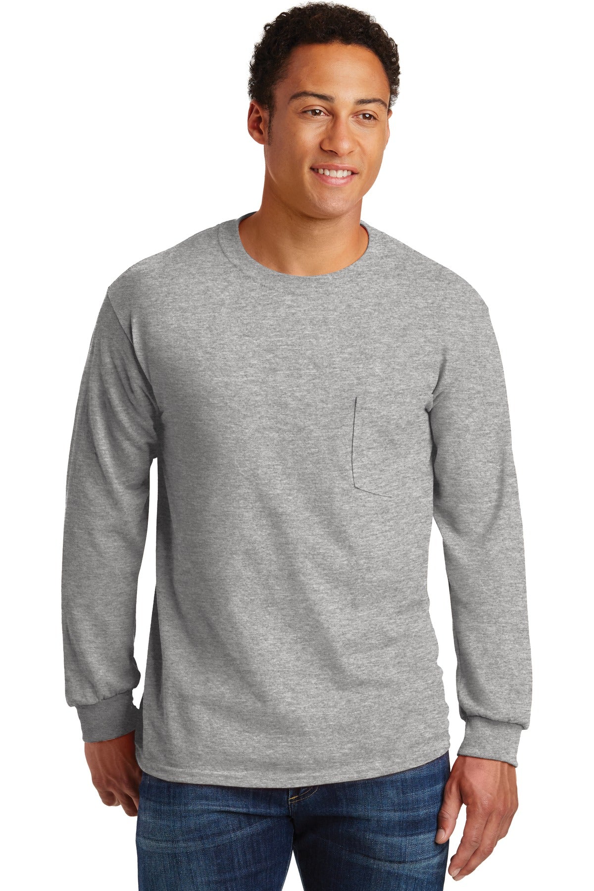 Gildan - Ultra Cotton100% US Cotton Long Sleeve T-Shirt with Pocket. 2410