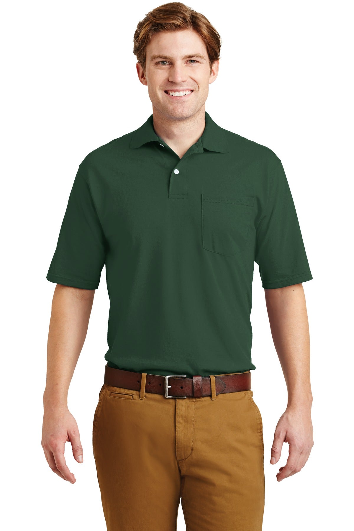 JERZEES -SpotShield 5.4-ounce Jersey Knit Sport Shirt with Pocket. 436MP