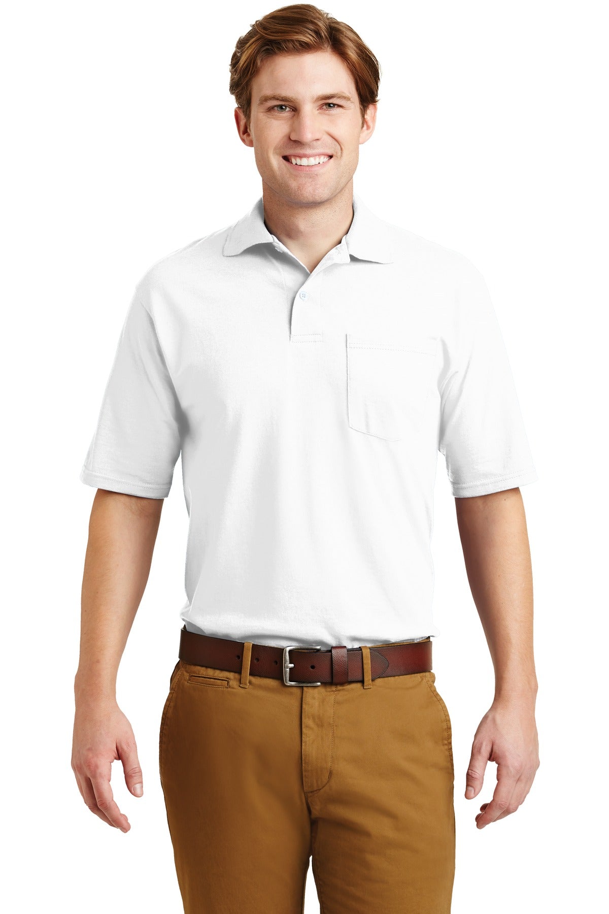 JERZEES -SpotShield 5.4-ounce Jersey Knit Sport Shirt with Pocket. 436MP