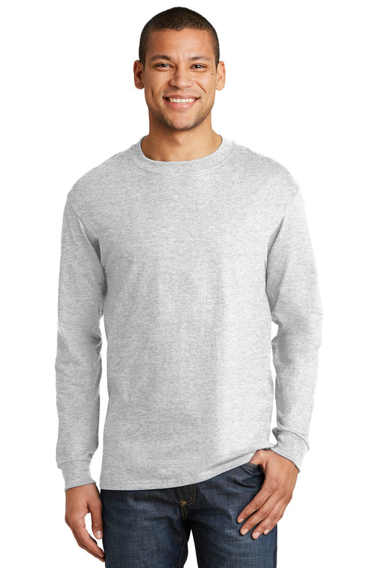 Hanes Beefy-T- 100% Cotton Long Sleeve T-Shirt. 5186