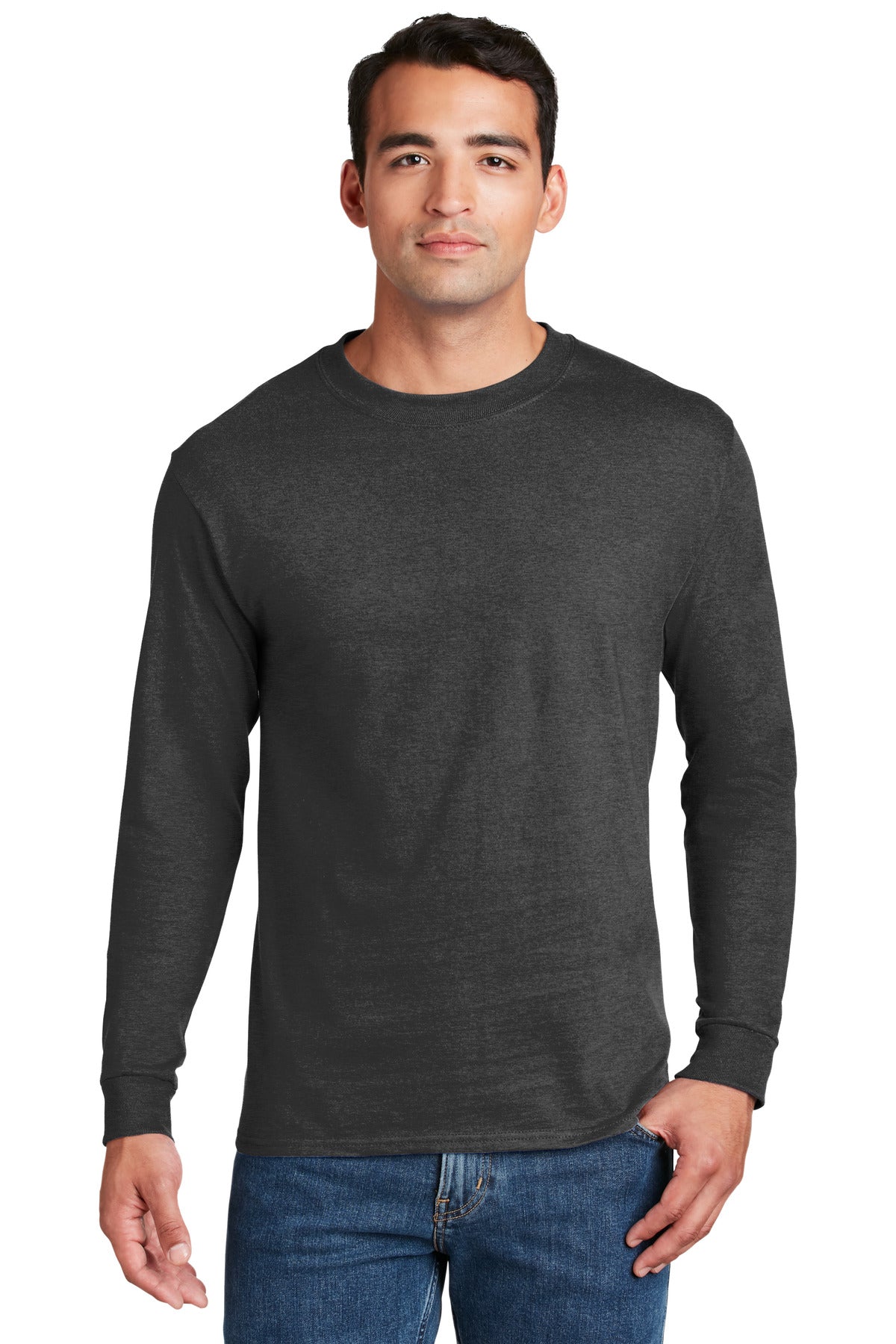 Hanes Beefy-T- 100% Cotton Long Sleeve T-Shirt. 5186