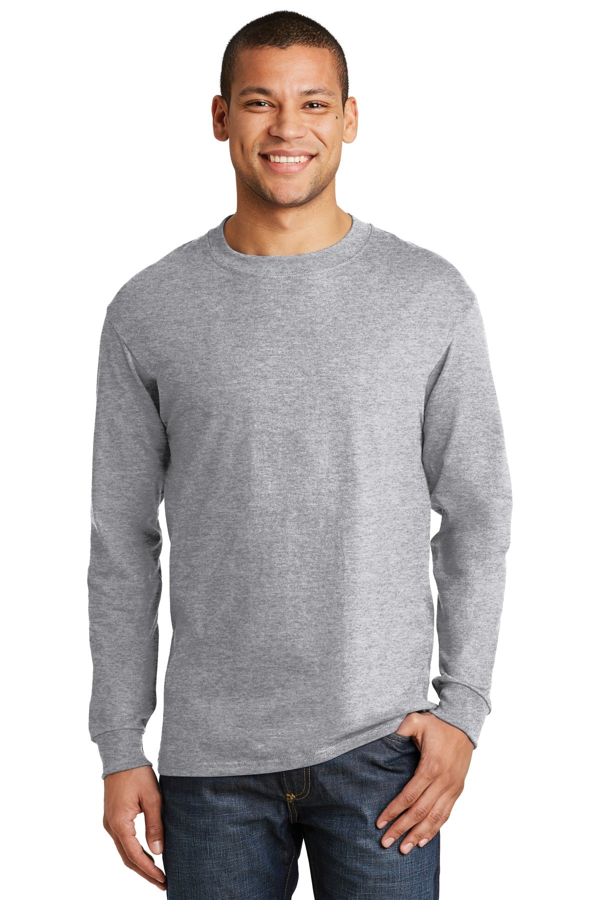 Hanes Beefy-T- 100% Cotton Long Sleeve T-Shirt. 5186