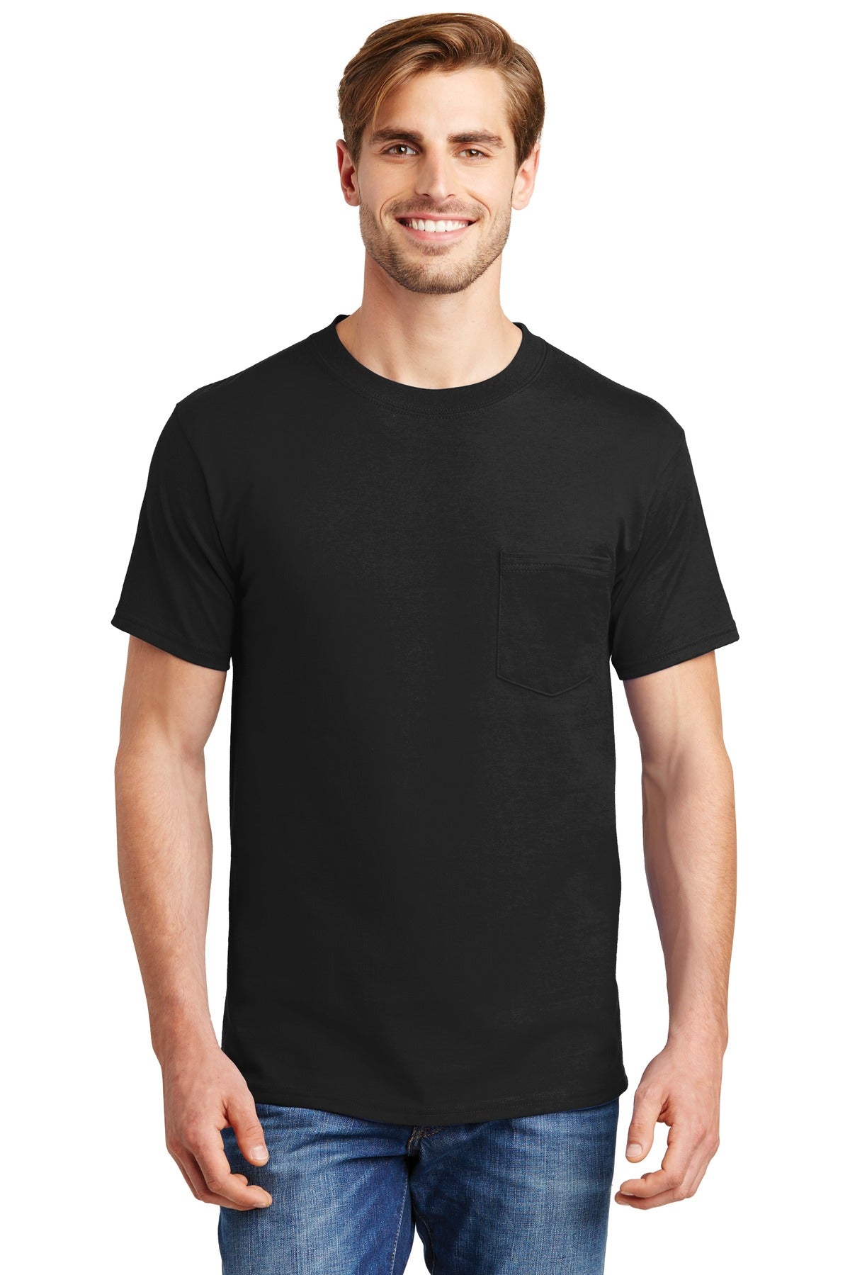Hanes Beefy-T- 100% Cotton T-Shirt with Pocket. 5190