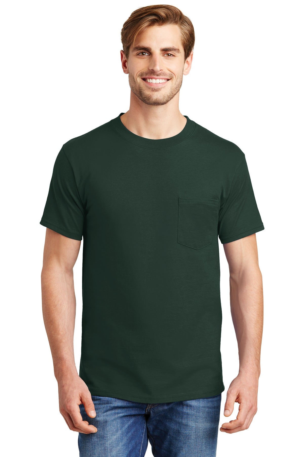 Hanes Beefy-T- 100% Cotton T-Shirt with Pocket. 5190