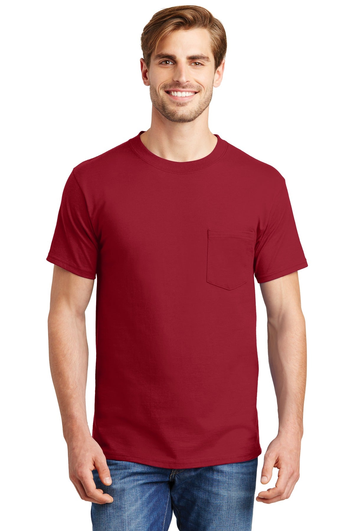 Hanes Beefy-T- 100% Cotton T-Shirt with Pocket. 5190
