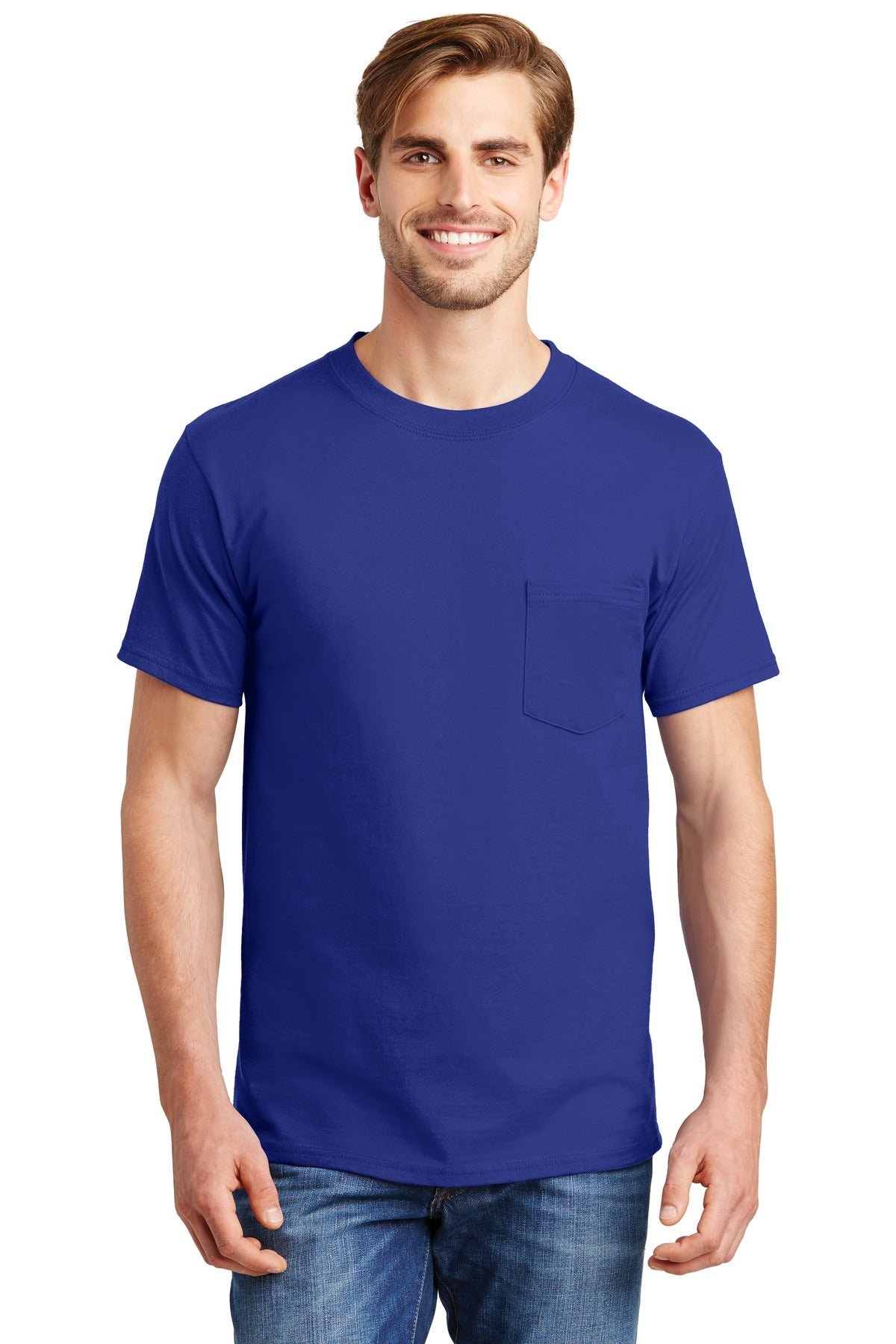 Hanes Beefy-T- 100% Cotton T-Shirt with Pocket. 5190
