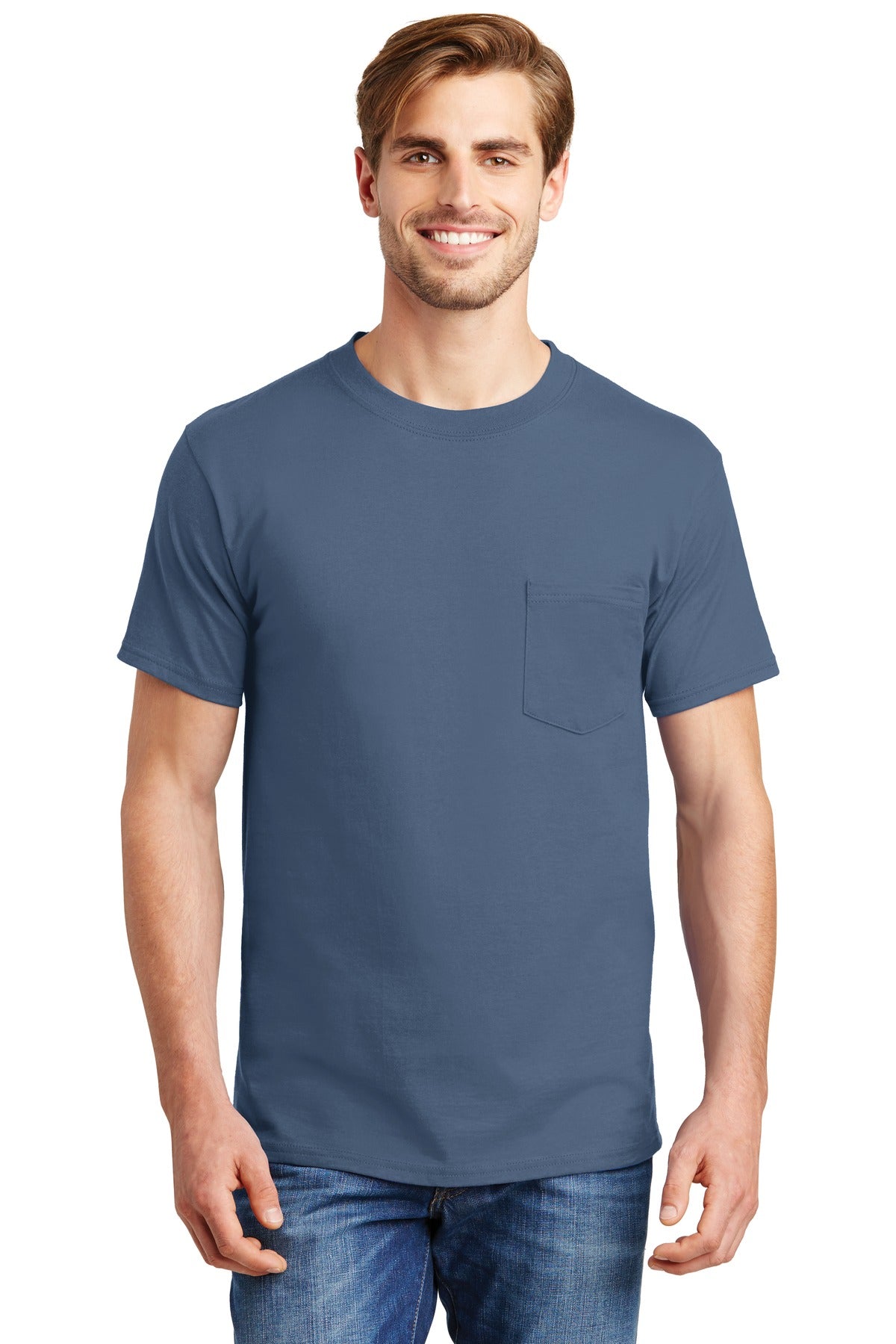 Hanes Beefy-T- 100% Cotton T-Shirt with Pocket. 5190