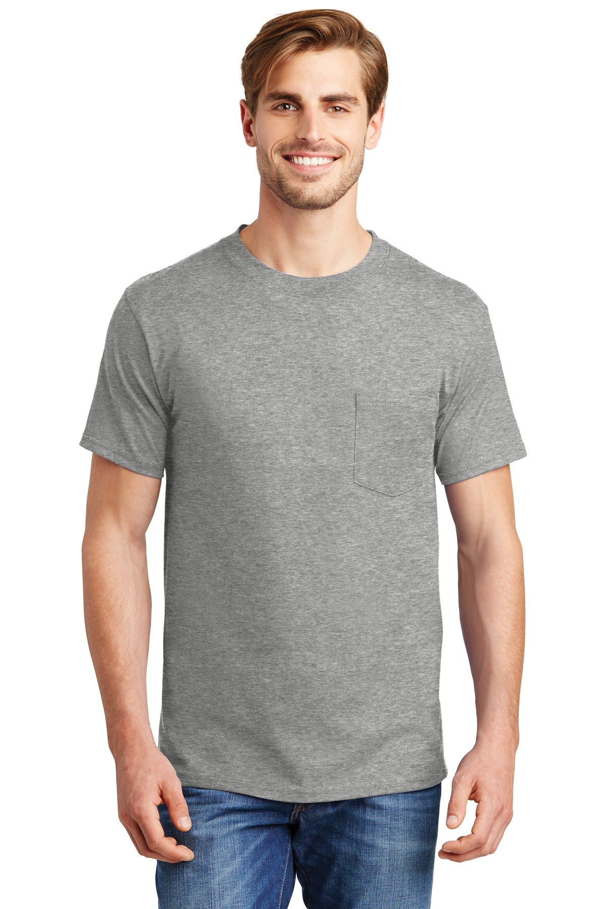 Hanes Beefy-T- 100% Cotton T-Shirt with Pocket. 5190