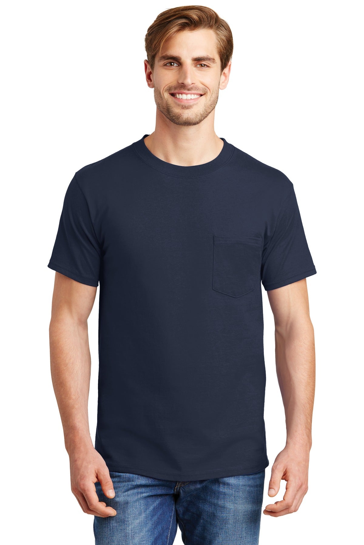 Hanes Beefy-T- 100% Cotton T-Shirt with Pocket. 5190
