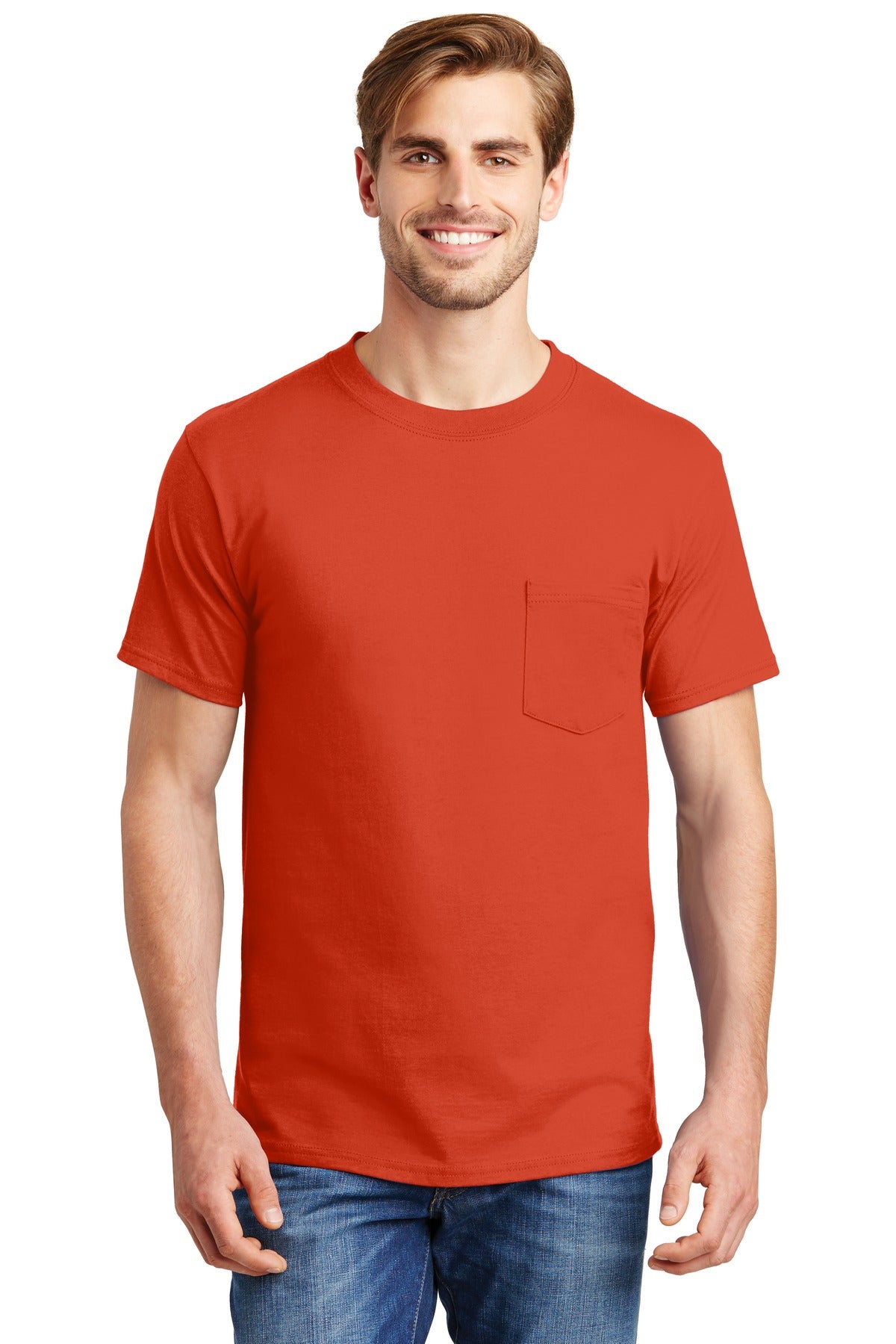 Hanes Beefy-T- 100% Cotton T-Shirt with Pocket. 5190