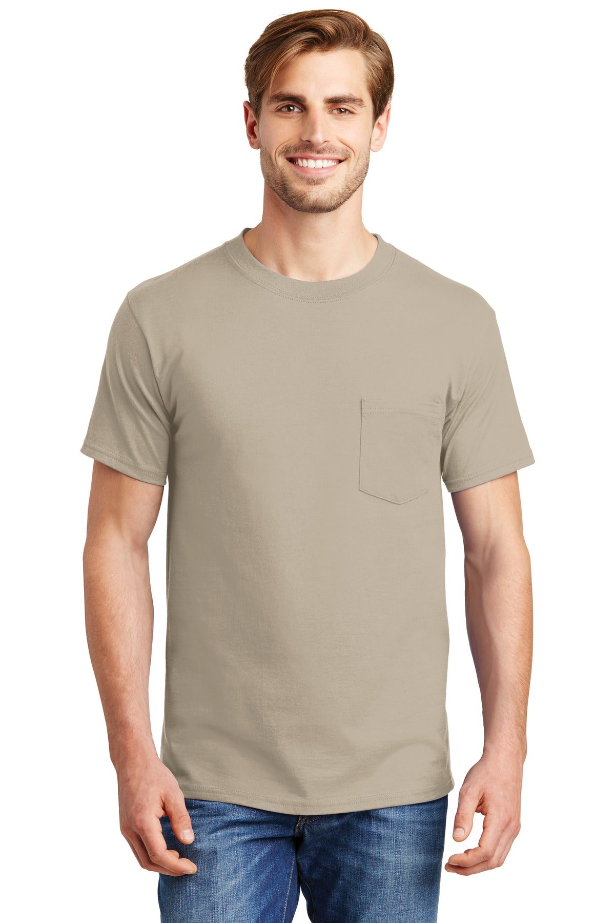 Hanes Beefy-T- 100% Cotton T-Shirt with Pocket. 5190
