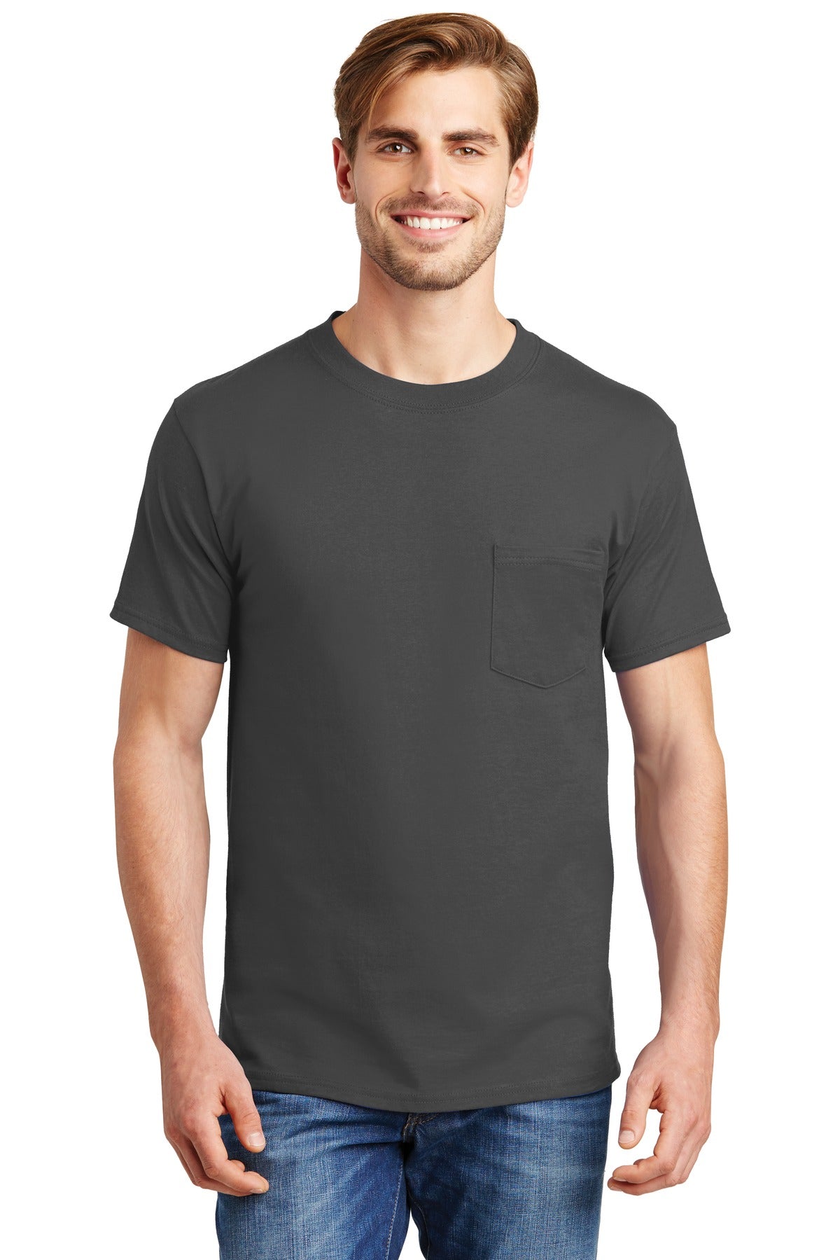 Hanes Beefy-T- 100% Cotton T-Shirt with Pocket. 5190