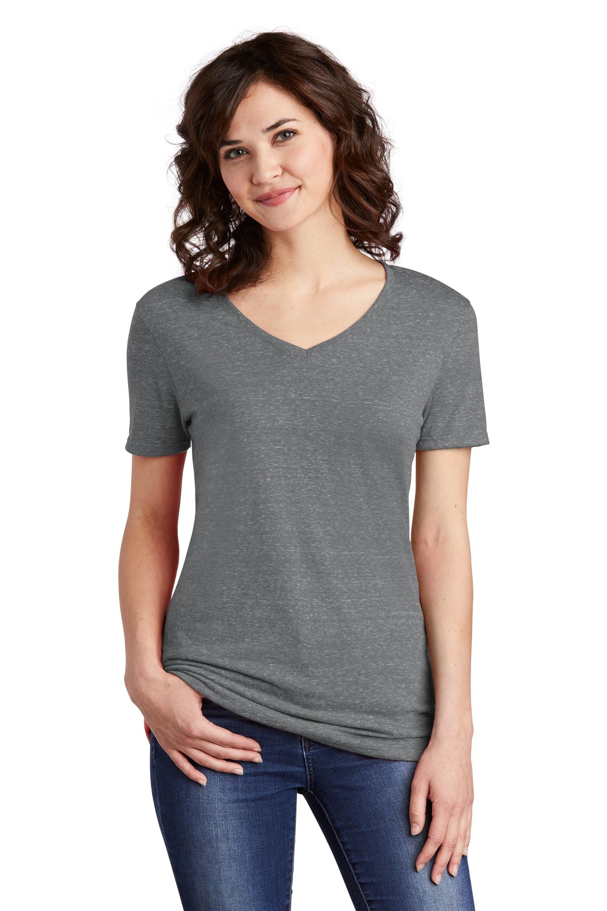 JERZEES Ladies Snow Heather Jersey V-Neck T-Shirt 88WV