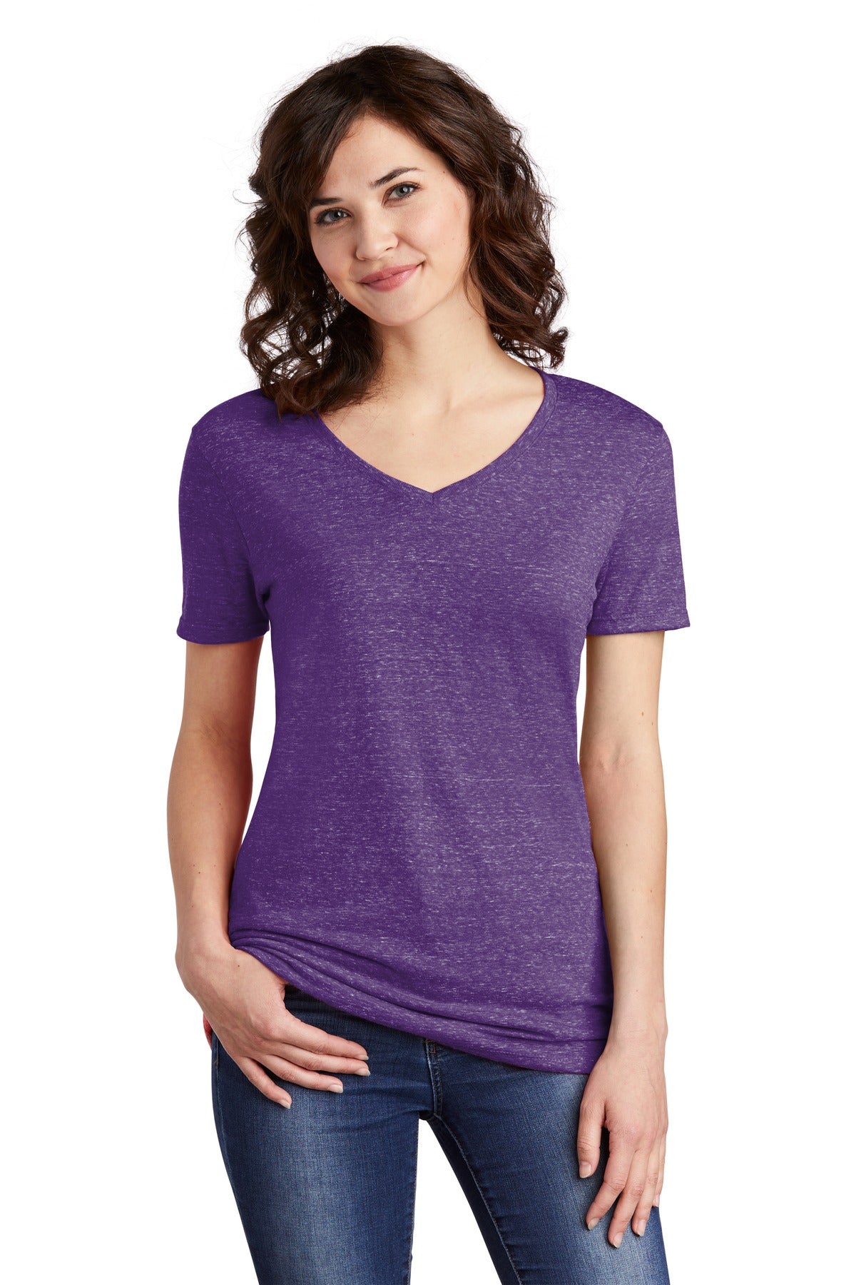 JERZEES Ladies Snow Heather Jersey V-Neck T-Shirt 88WV