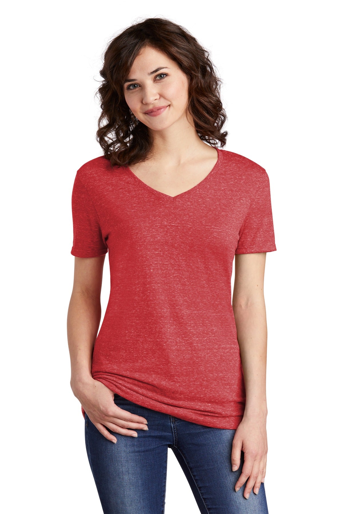 JERZEES Ladies Snow Heather Jersey V-Neck T-Shirt 88WV