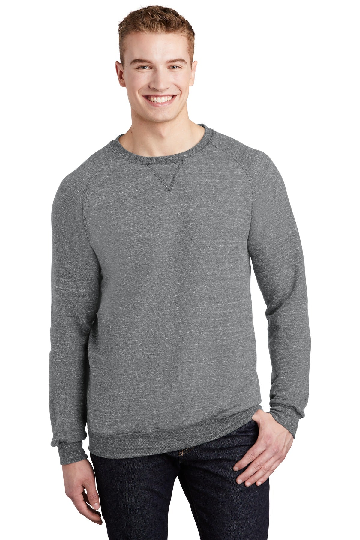 JERZEES Snow Heather French Terry Raglan Crew 91M