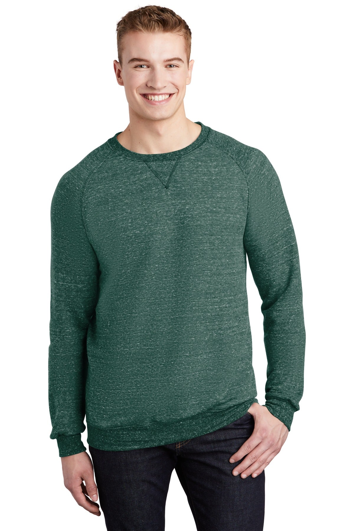 JERZEES Snow Heather French Terry Raglan Crew 91M