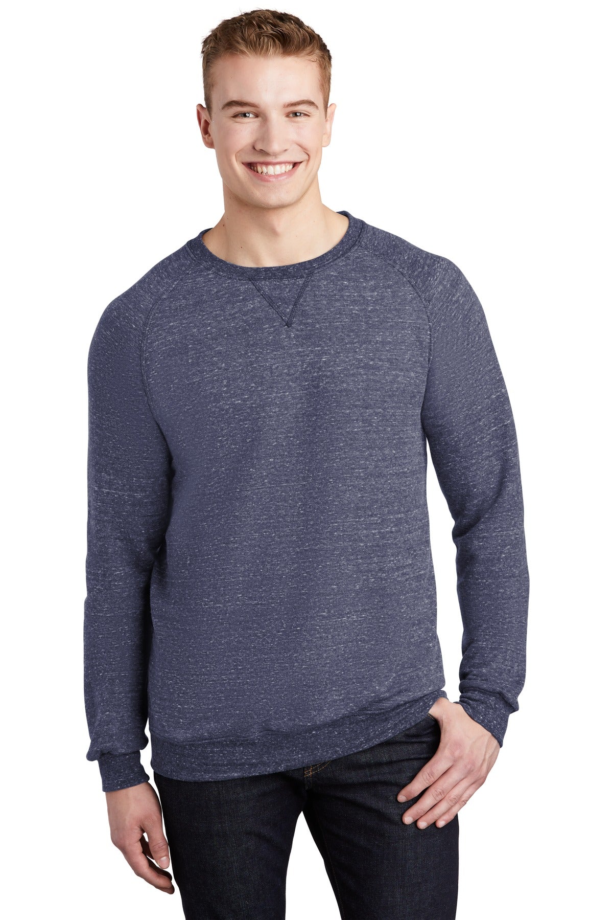 JERZEES Snow Heather French Terry Raglan Crew 91M