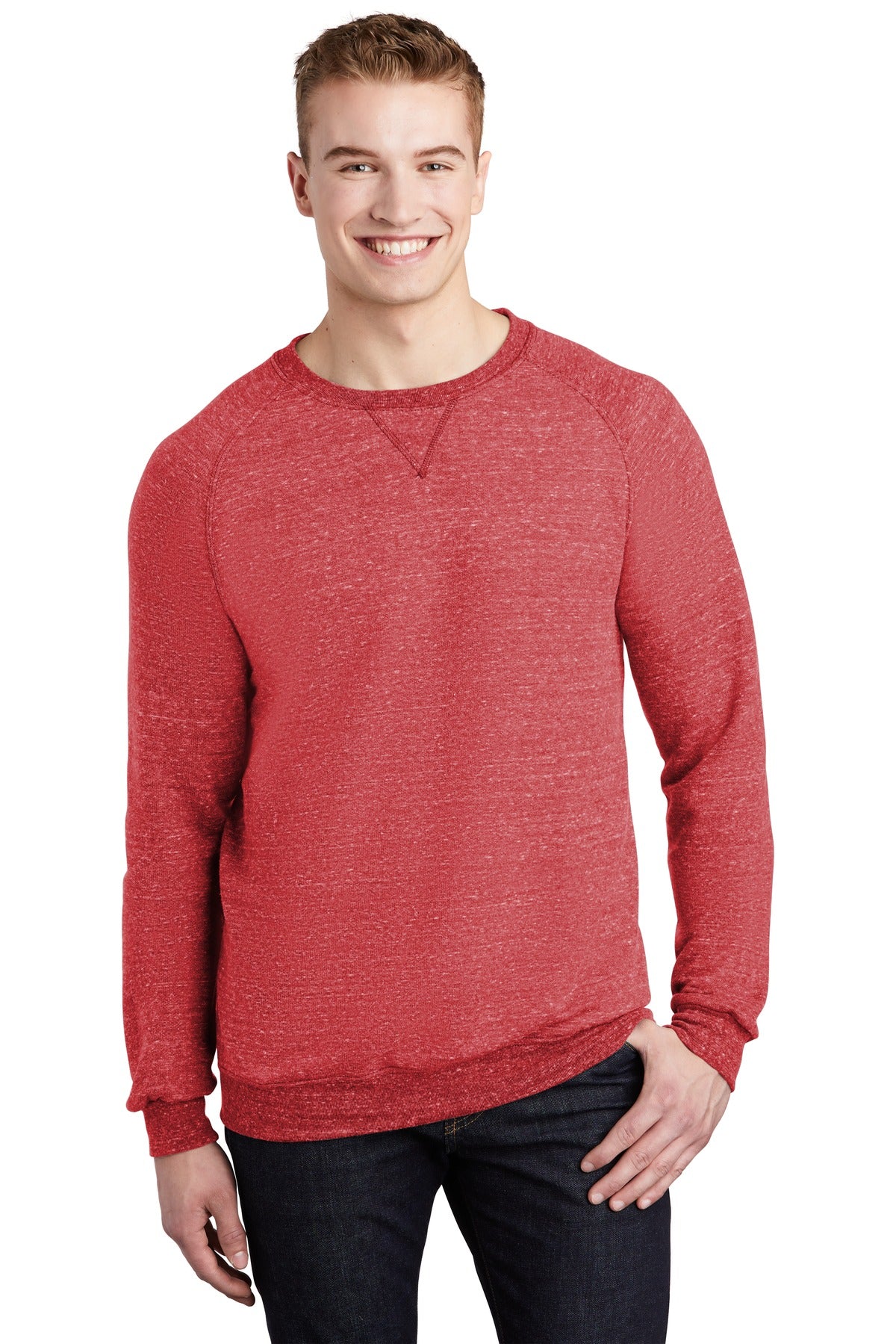 JERZEES Snow Heather French Terry Raglan Crew 91M