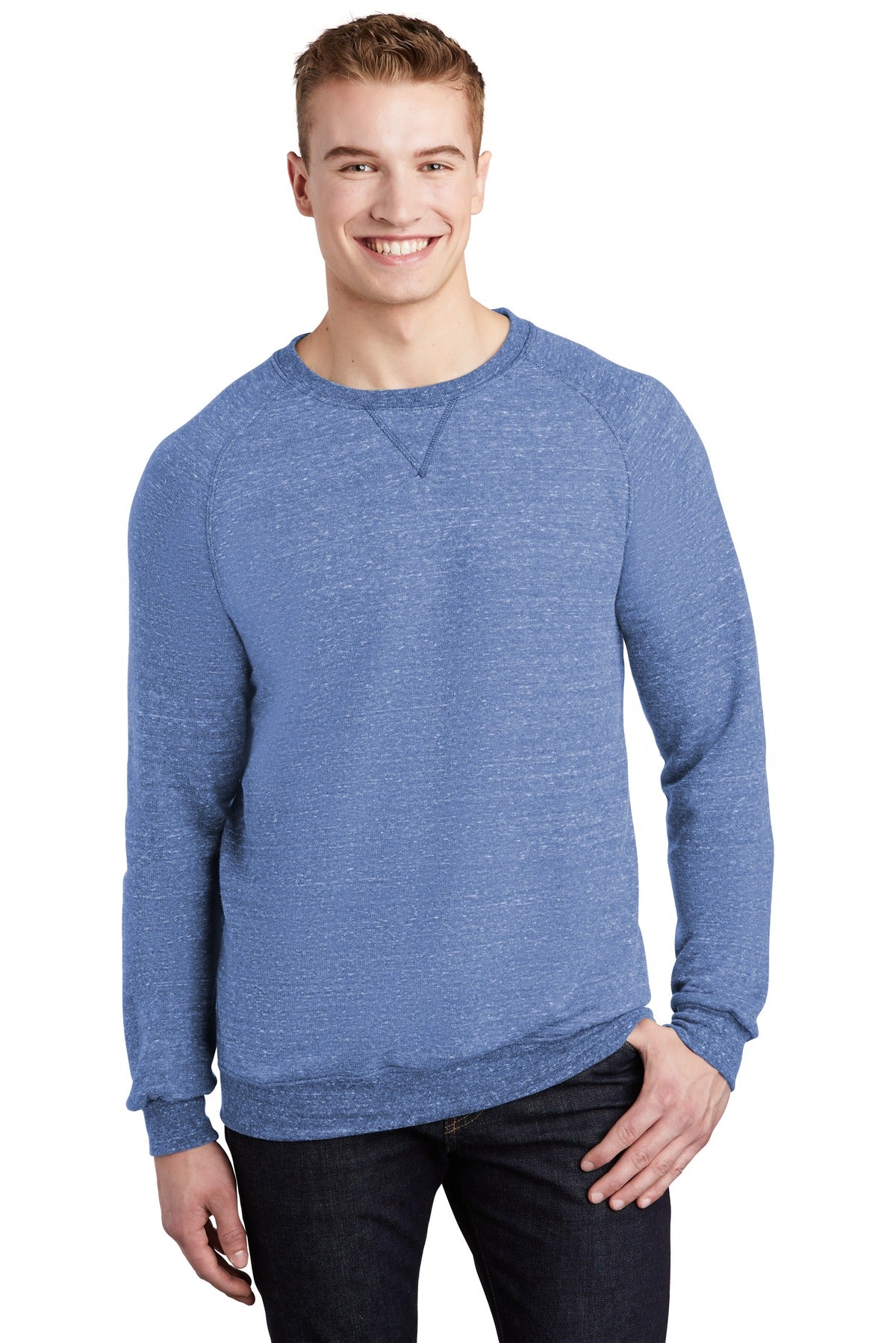 JERZEES Snow Heather French Terry Raglan Crew 91M