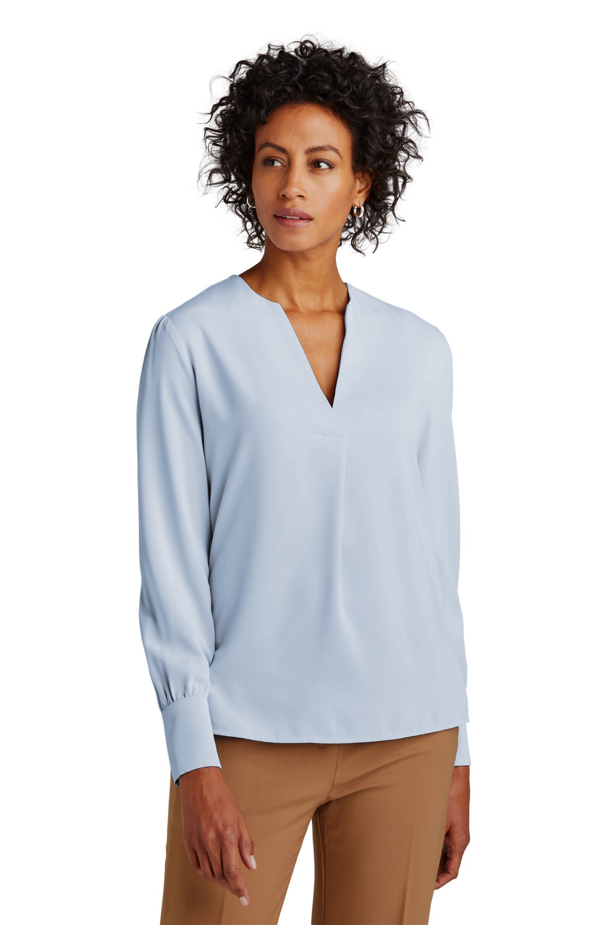 Brooks Brothers Women's open -Neck Satin Blouse BB18009