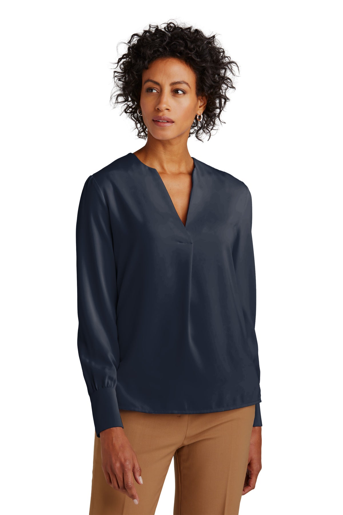 Brooks Brothers Women's open -Neck Satin Blouse BB18009