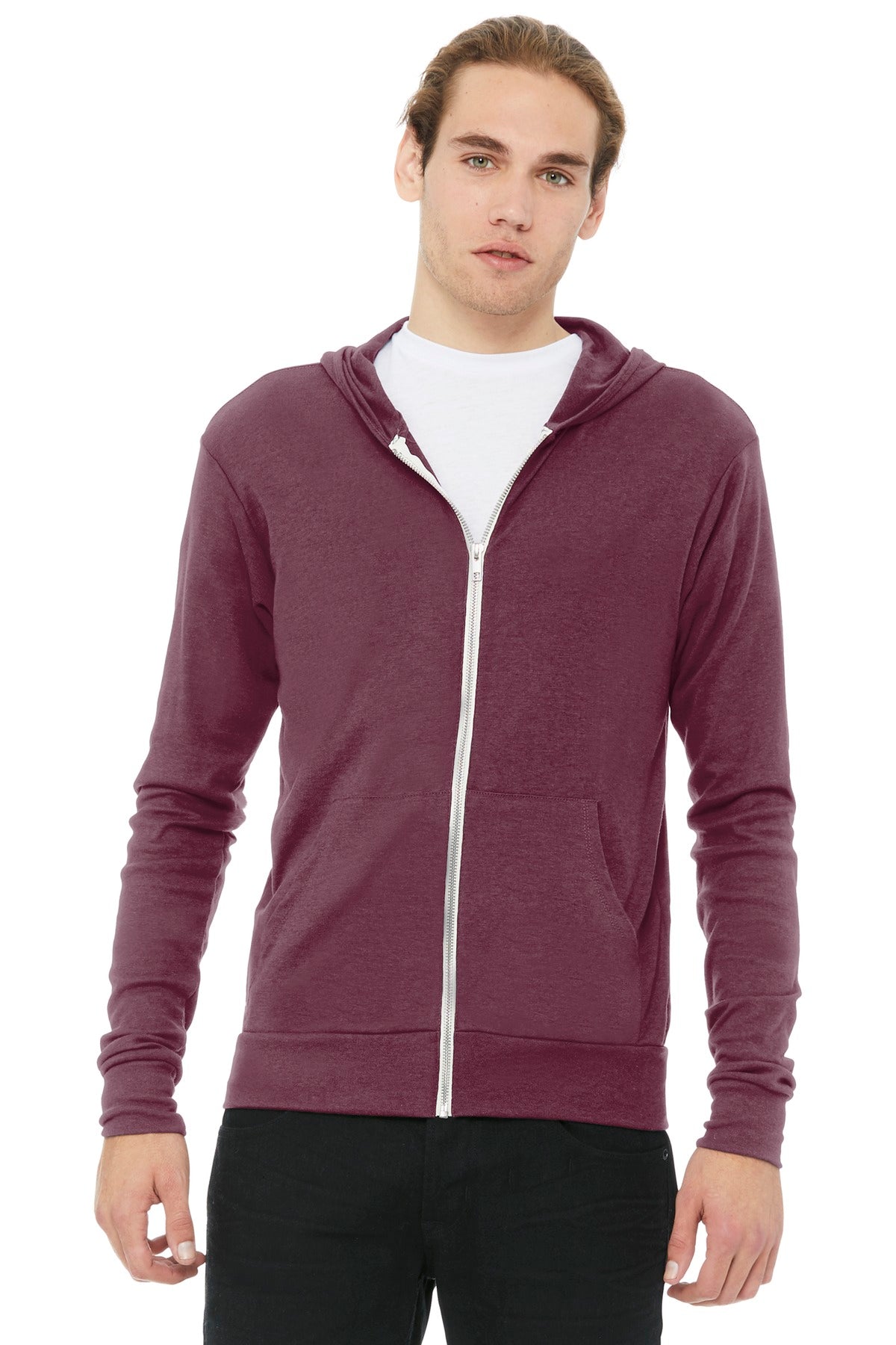 BELLA+CANVAS Unisex Triblend Full-Zip Lightweight Hoodie. BC3939
