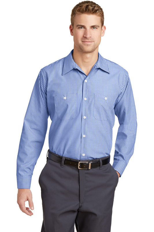 Red KapLong Sleeve Striped Industrial Work Shirt. CS10